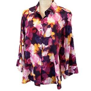 WESTBOUND WOMAN Wrinkle Free Floral Blouse 1X